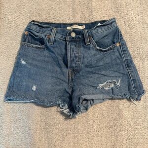 Denim Blue Distressed Women Shorts